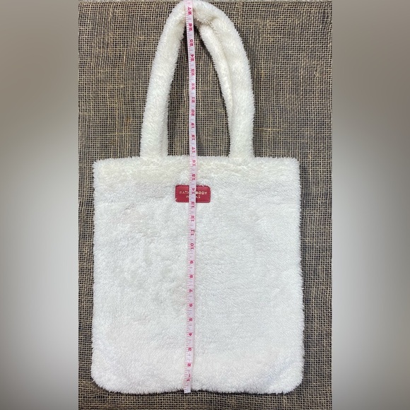 Bath & Body Works White Sherpa Tote Bag with 2 Handles - Picture 5 of 5